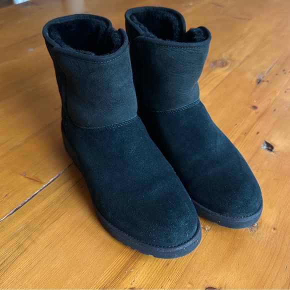 UGG Black Kristin Wedge Suede Boots - Picture 2 of 7